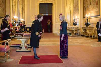 Debbie Morgan receives CBE at Windsor Castle